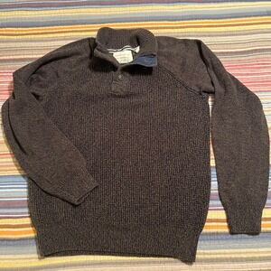 Weatherproof Vintage Men's Gray Textured Cotton 1/4 Zip Pullover Sweater Size L